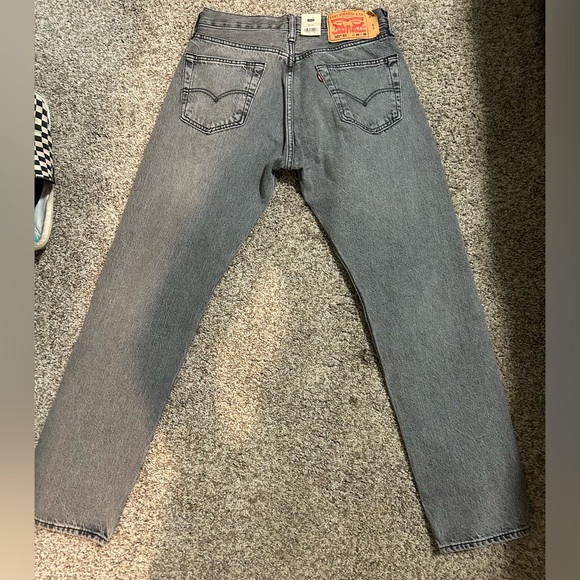Levis 501 Jeans Mens 29x30 Gray Straight Relaxed Cotton Denim Ripped 93s Button - Picture 3 of 6